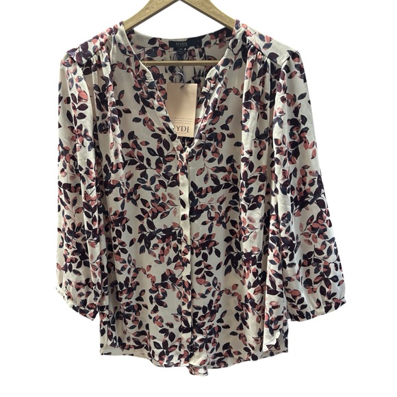 NYDJ Printed Blouse Medium – Bubble Leaf Pattern - Picture 1 of 5